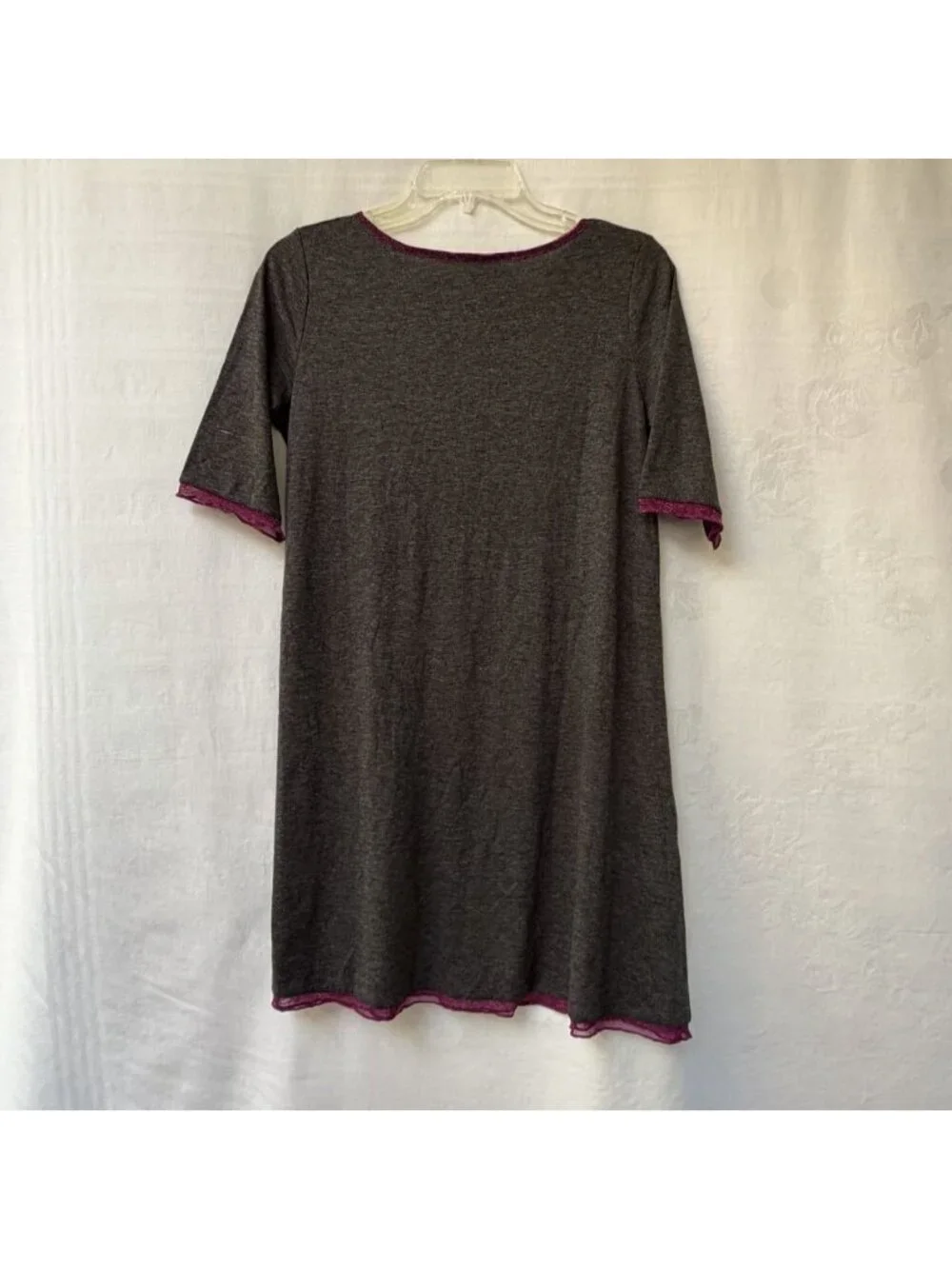 Natural Life Knit Dress Womens Medium Grey Purple Metallic Trim NEW Slip Y2K